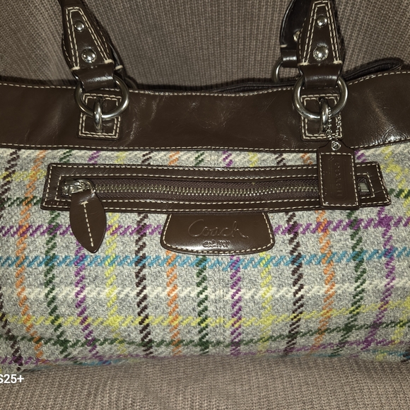 Coach Multicolor Plaid Tote Bag VINTAGE - Picture 6 of 15
